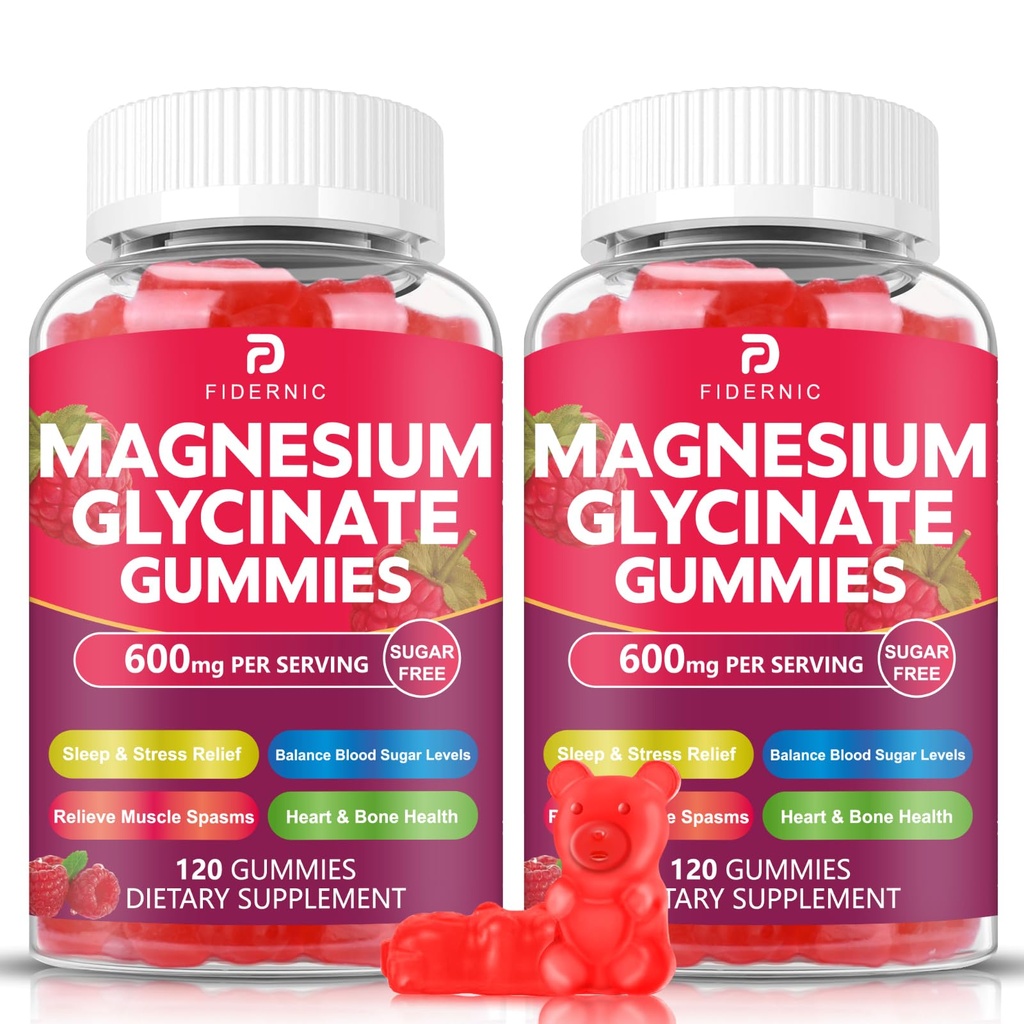 Magnesium Glycinate Gummies 600 mg - Sugar Free Magnesium Potassium Supplement with Magnesium Malate Vitamin D₃, B₆ & CoQ10 for Adults & Kids, Sleep, Relaxation, Body Support, 240 Gummies