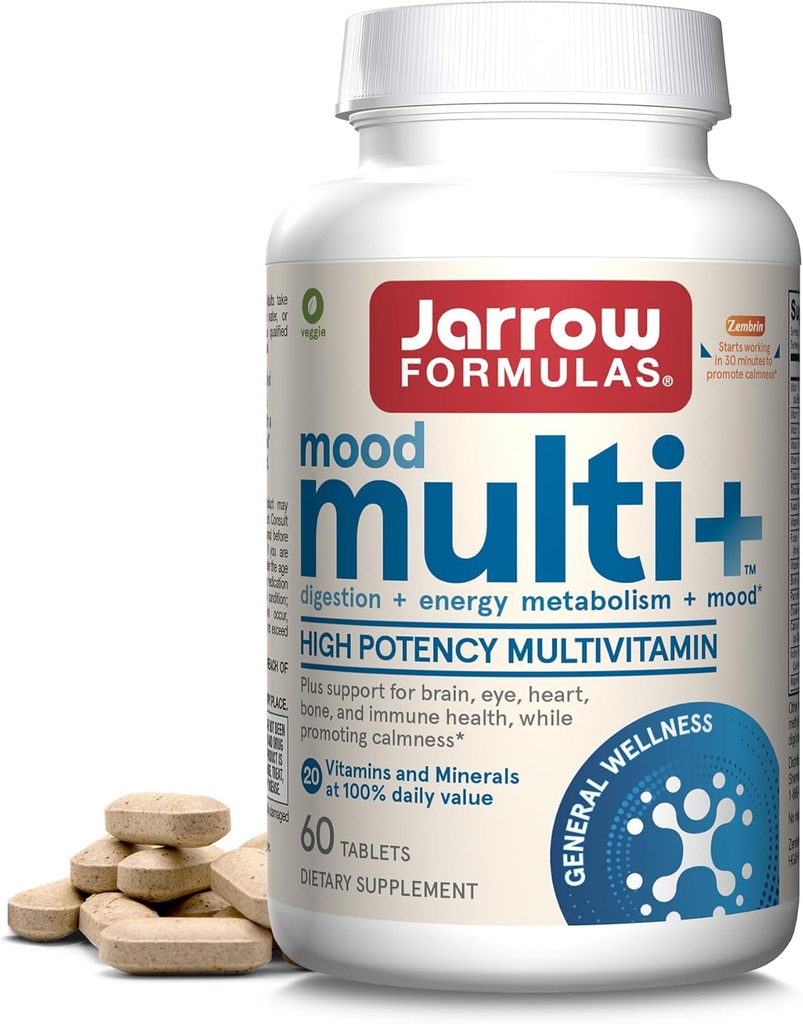 Jarrow Formules Multi+ Mood Multivitaminen voor Occasional Stress Resistentie, 60 tabletten, 30 dagen levering