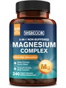 5-in-1 Magnesium Complex, Non-Buffered, Highly Absorbable, Magnesium Glycinate, Citrate, Malate, Aspartate & Gluconate, Zinc, Vitamin B6, D3, Sleep, Energy, 240 Capsules