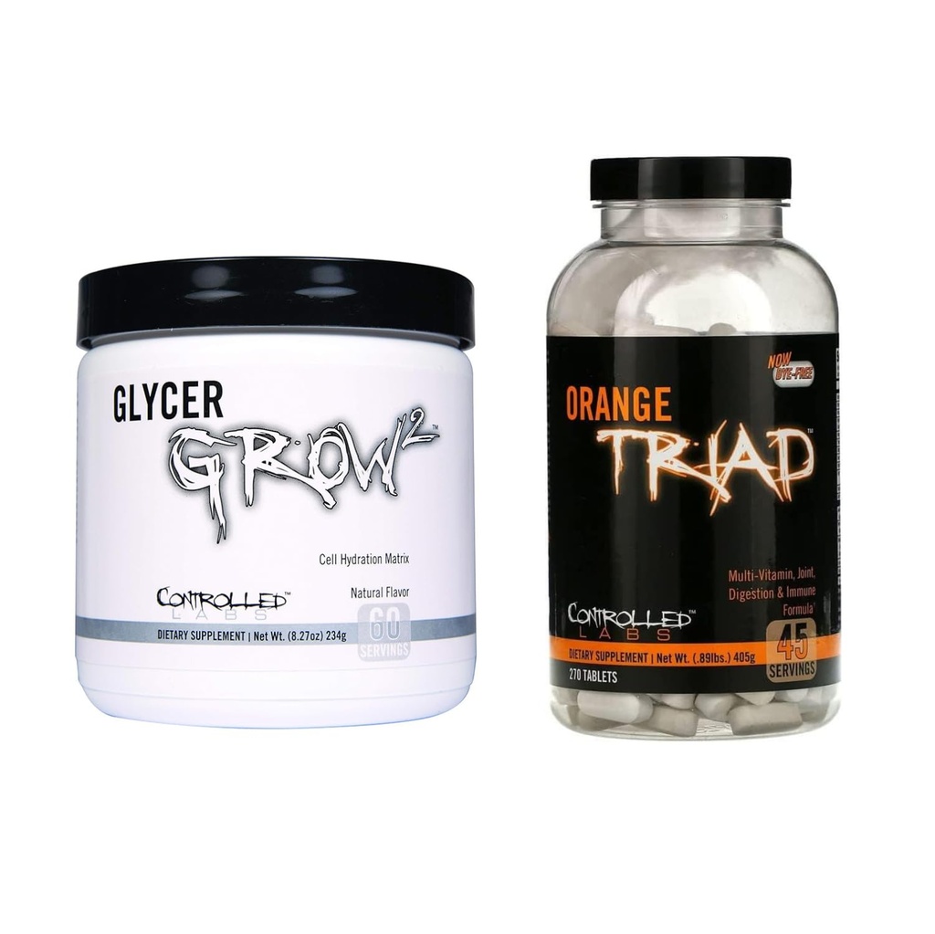 CONTROLLED LABS Orange Triad + GlycerGrow Bundle | Muscle Volume, Joint Support, Immune Health & Recovery | Performance & Endurance Stack