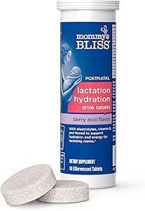 Mama's Gelukzaligheid Borstvoeding Drinktabletten, Berry Acai Smaak, Elektrolyes + B Vitaminen, 1 Pack (10 Tablets)