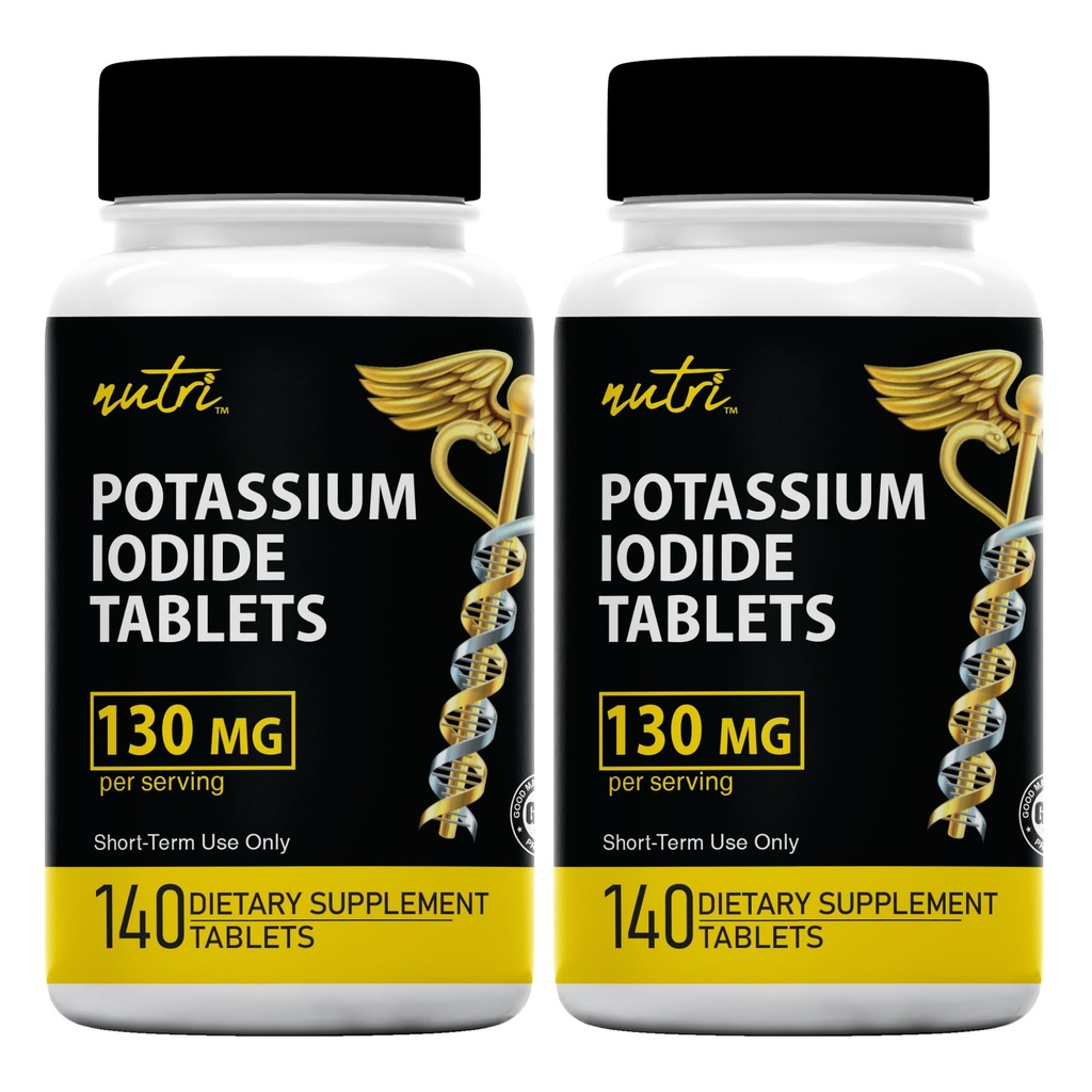 Kaliumjodidetabletten (verpakking van 2) 130 mg - 280 tabletten EXP 10/2032 - YODO Naciente - KI Pillen - Yoduro de Potasio - Nutri Supplementen