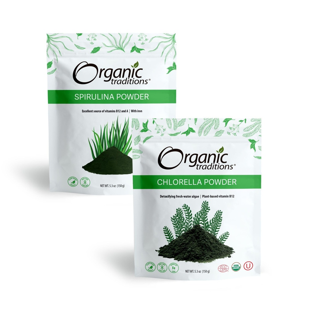Organische Spirulina & Chlorella Superfood Powder, Vegan, Non-GMO