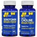NATURAL STACKS Acetylcholine Brain Food & Serotonin Brain Food Bundle - Supports a Positive Mood & Cognitive Function* - 120 Total Capsules