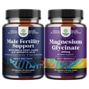 Bundle of Pre Conception Male Fertility Supplement with CoQ10, Maca Root, Methyl Folate & D-Aspartic Acid and Pure Magnesium Glycinate Supplement 400mg Per Serving for Mood Sleep & Relaxation Support