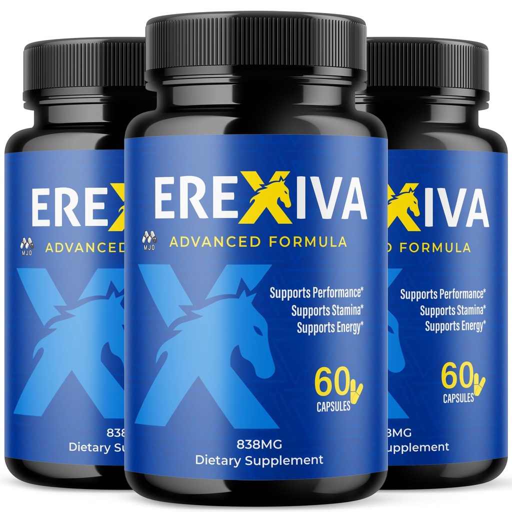 (3 Pack) Erexiva Capsules, Official Erexiva Pills for Men with All Natural Ingredients, Max Strength Supplement with Vitamins Supporting Optimal Wellness and Advanced Health Naturally (180 Capsules)