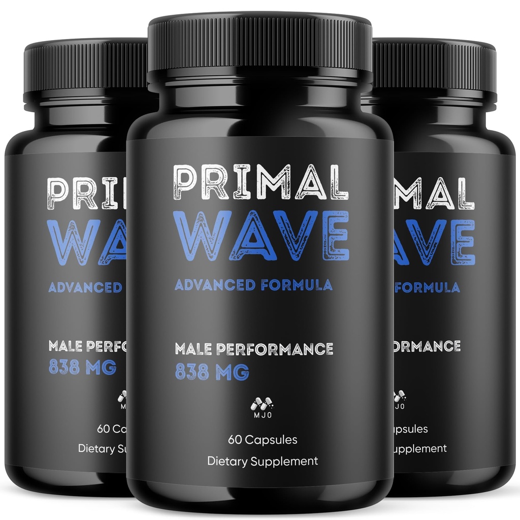 (3 Pack) Primal Wave Capsules, Official Primal Wave Pills for Men with All Natural Ingredients, Max Strength Supplement Premium Vitamins Supporting Optimal Wellness and Advanced Health (180 Capsules)