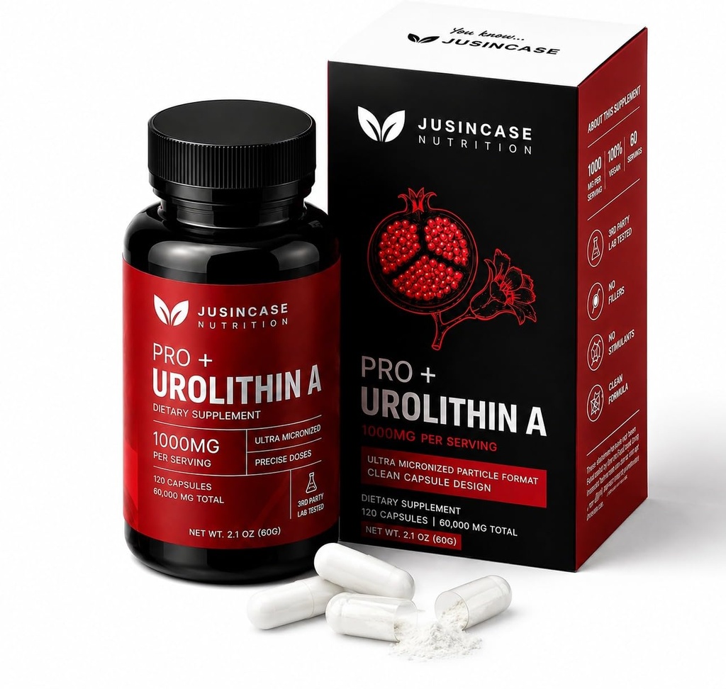 Urolithin A PRO Capsules - 1000mg, 120 Ct - Advanced Cellular Health, Post Biotic Supplements - Ultra Micronized Urolithin A Supplement, Sourced from Pomegranate Extract