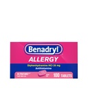 Benadryl Ultratabs Allergie Geneeskunde, 25 mg Difenhydramine HCl Antihistamine tabletten voor koude en Allergie Verlichting van symptomen zoals niezen, Runny Nose, Itchy Eyes & Throat, Hay Fever, 100 Teltabletten