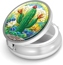 Pill Box-3 Compartiment kleine pil geval voor Purse & Pocket Mini metalen pil houder Travel Pill Container om supplementen vitamines BPA-vrij te houden (Cactus)