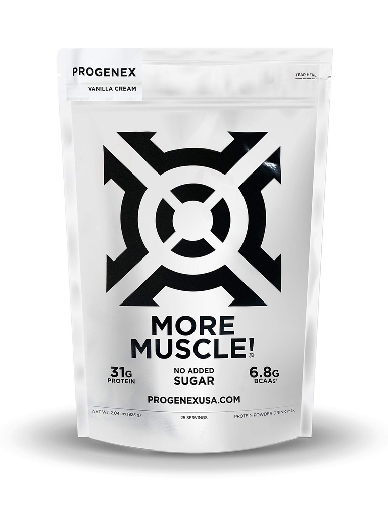 Progenex® More Muscle | No Added Sugar, Hydrolyzed Whey Protein Isolate Powder for Lean Muscle Gain. Best Tasting Low Carb High Protein Shake for Women & Men. 25 Servings (Vanilla Cream)