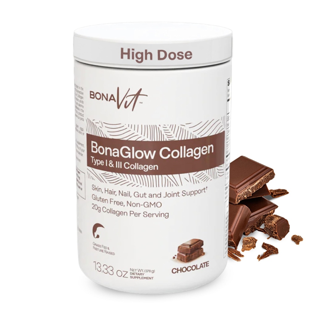 Collagen Peptides Powder - High Dose 20g Collagen + 18g Protein - Hydrolyzed Type I & III Collagen with Probiotics & Digestive Enzymes - Dr. Formulated - BonaGlow Chocolate