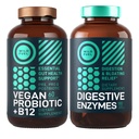 Digestieve enzymen met Probiotica en Prebiotica en Vegan Probiotic Plus B12 Verbeterde Digestieve en Gut Health Bundle
