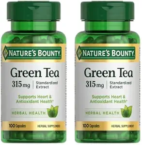 Nature's Bounty Green Tea Pillen en Herbal Health Supplement, ondersteunt hart en antioxidant gezondheid, 315mg, 100 Capsules (verpakking van 2)
