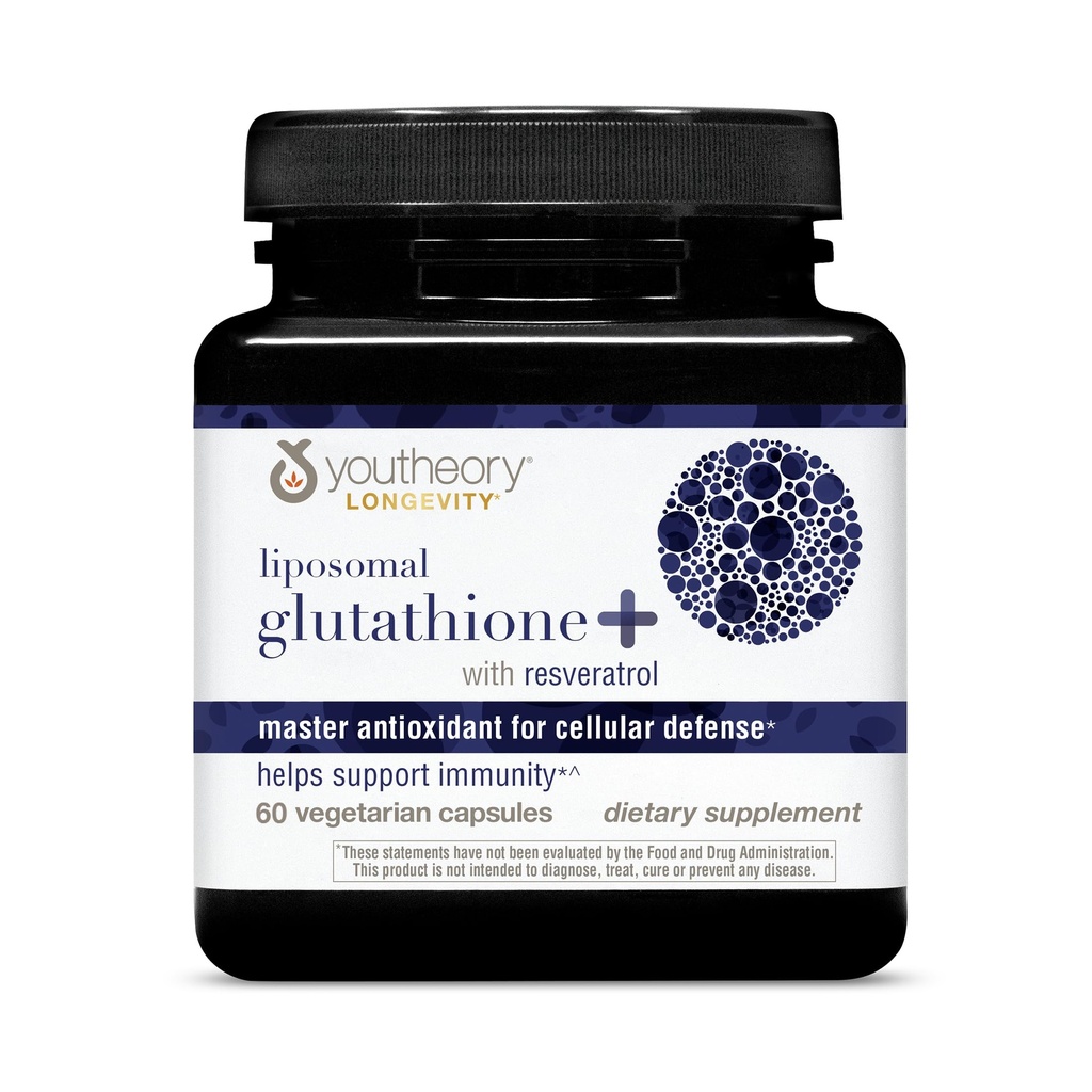 Youtheory Liposomal Glutathione with Resveritrol, Vegetarian, 60 Count, Promotes Healthy Aging from Within