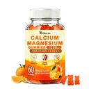 Calcium Magnesium Zinc Gummies with Vitamin D3 K2 | 1200mg Calcium Citrate for Women Men, Muscle Immune Support, Vegan, Sugar Free, Orange Flavor, 60 Count