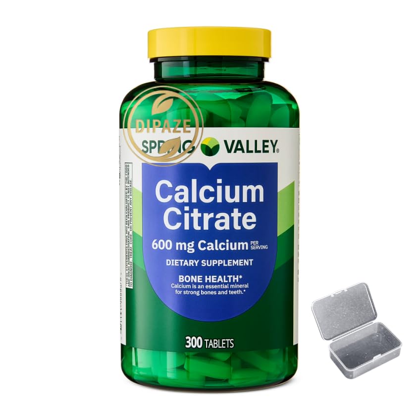 Calcium Citrate Dietary Supplement Tablets |600 mg per Serving 300 Count + Dipaze Gift (Container)