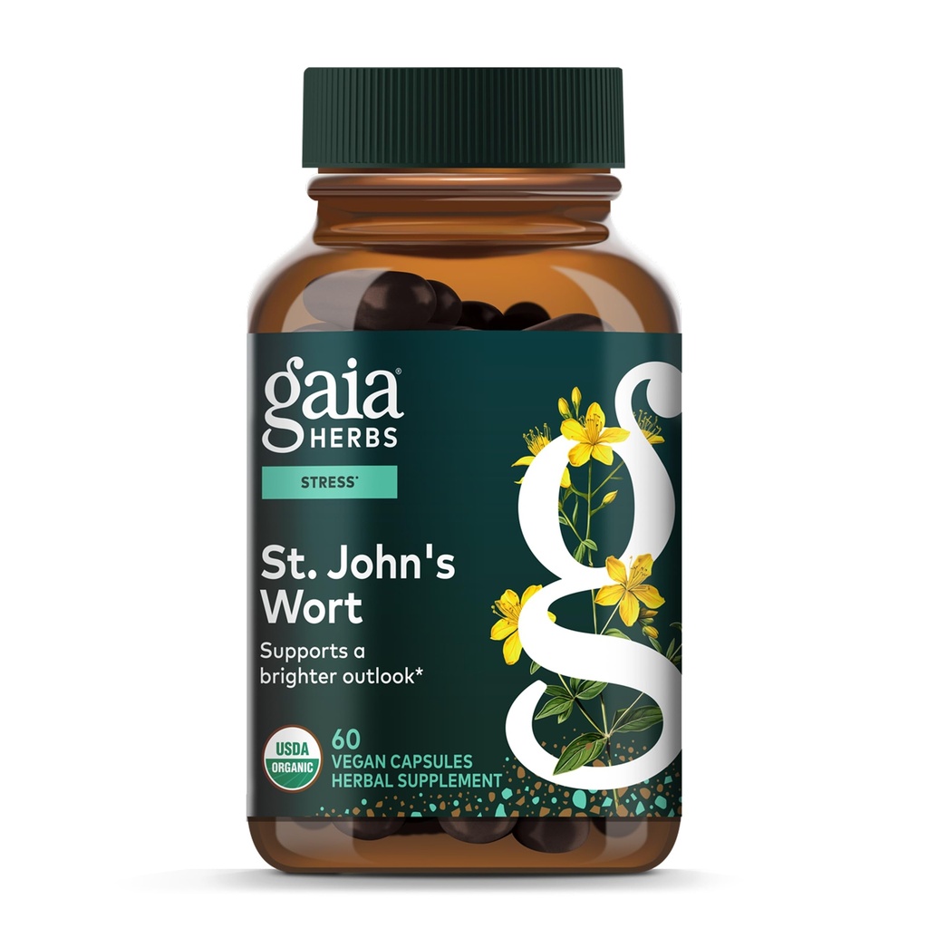 Gaia Kruiden St. John's Wort - Natural Stress Support Supplement - met St. John's Wort - 60 Vegan Capsules (20-Dag Supply)
