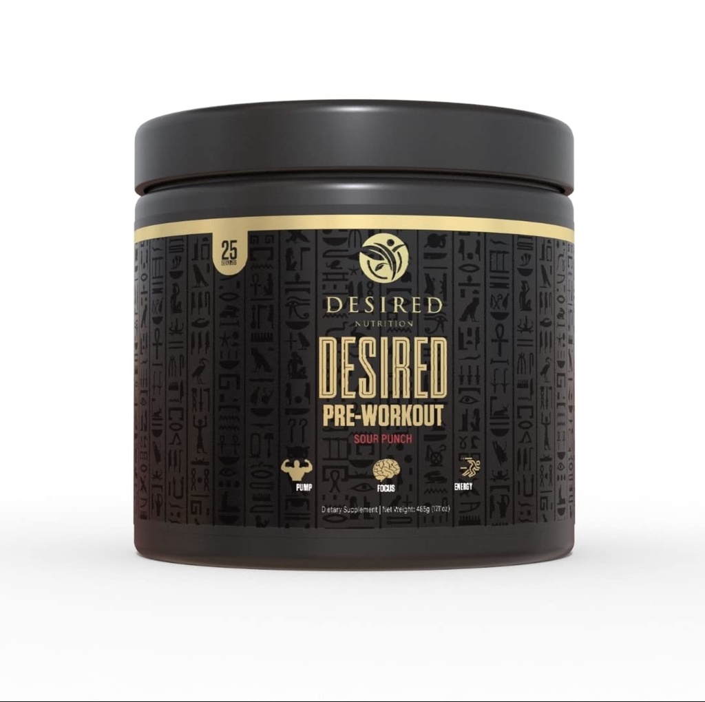 Desired Pre Workout - Energy, Endurance, Focus, Pump and Strength - Beta Alanine, Caffeine, Citrulline Malate, DMAE 750 mg, L-Tyrosine (25 Servings)