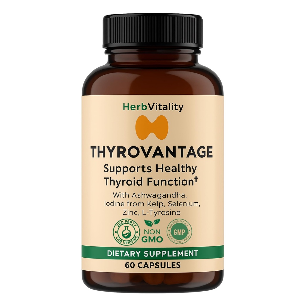 Thyroid Support Supplement with Iodine, Ashwagandha & Kelp – Supports Energy, Metabolism & Hormone Balance Formula – Selenium, Zinc & L-Tyrosine – Natural Thyroid Health (Pack of 2)