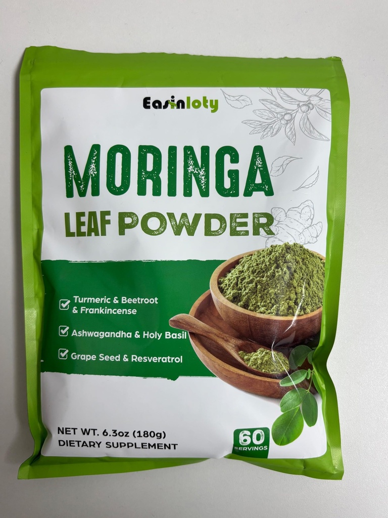 Moringa Powder Organic 2000mg with Ashwagandha, Turmeric & 20B CFU Probiotics – 18-in-1 Green Superfood for Energy, Relaxation & Gut Health – Moringa Leaf, Holy Basil, Beetroot, Spirulina