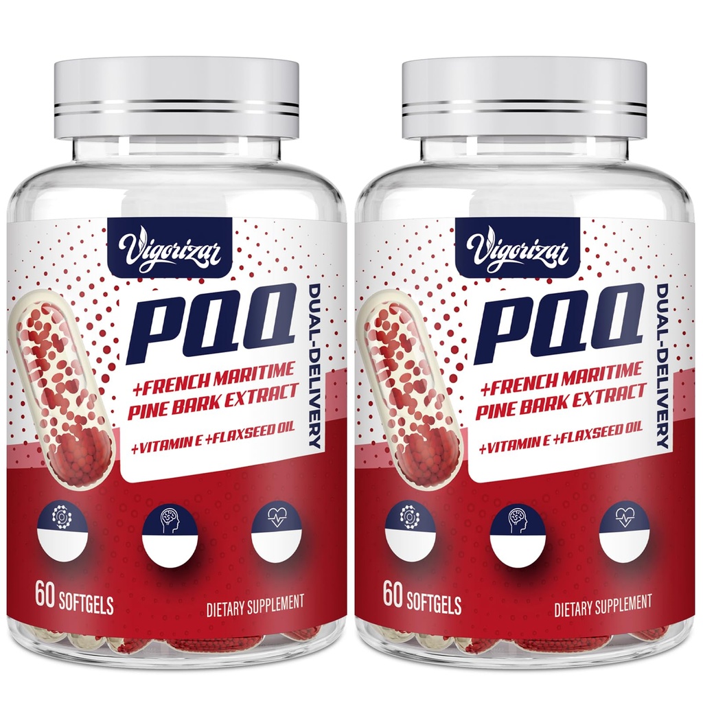 200 mg Pycnogeno met PQQ, Premium French Maritime Pine Bark Extract, Unieke Dual-Delivery voor maximale absorptie, Pine Bark Extract voor vasculaire en hart & gezamenlijke functie - 120 Vegan Softgels
