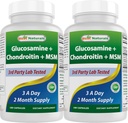 Best Naturals, Glucosamine Chondroitin en MSM Joint Supplements, 2600 mg per Serving, (180 Tellen (verpakking 2))