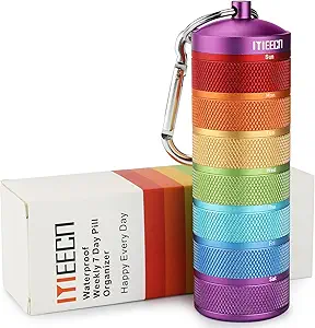 Wekelijkse metalen pil Organisator voor Buiten Reizen, Aluminium, Waterdicht, Dat is schokbestendig en heeft grote afdelingen voor het opslaan van vitamines, visolie, noodpillen