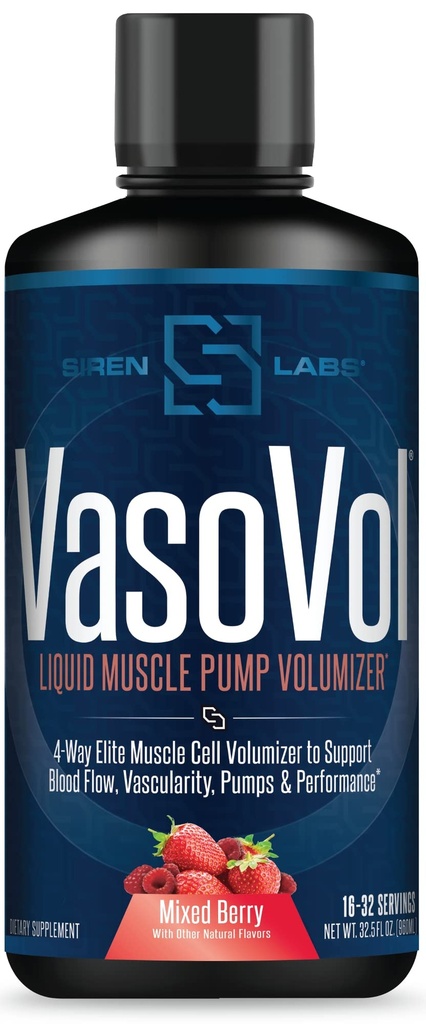 Vaso-VOL Liquid Muscle Pump Volumizer met Agmetine Sulfate - Pre workout voor mannen om uw trainingen naar het volgende niveau met bloedvatigheid en prestaties (Mixed Berry)