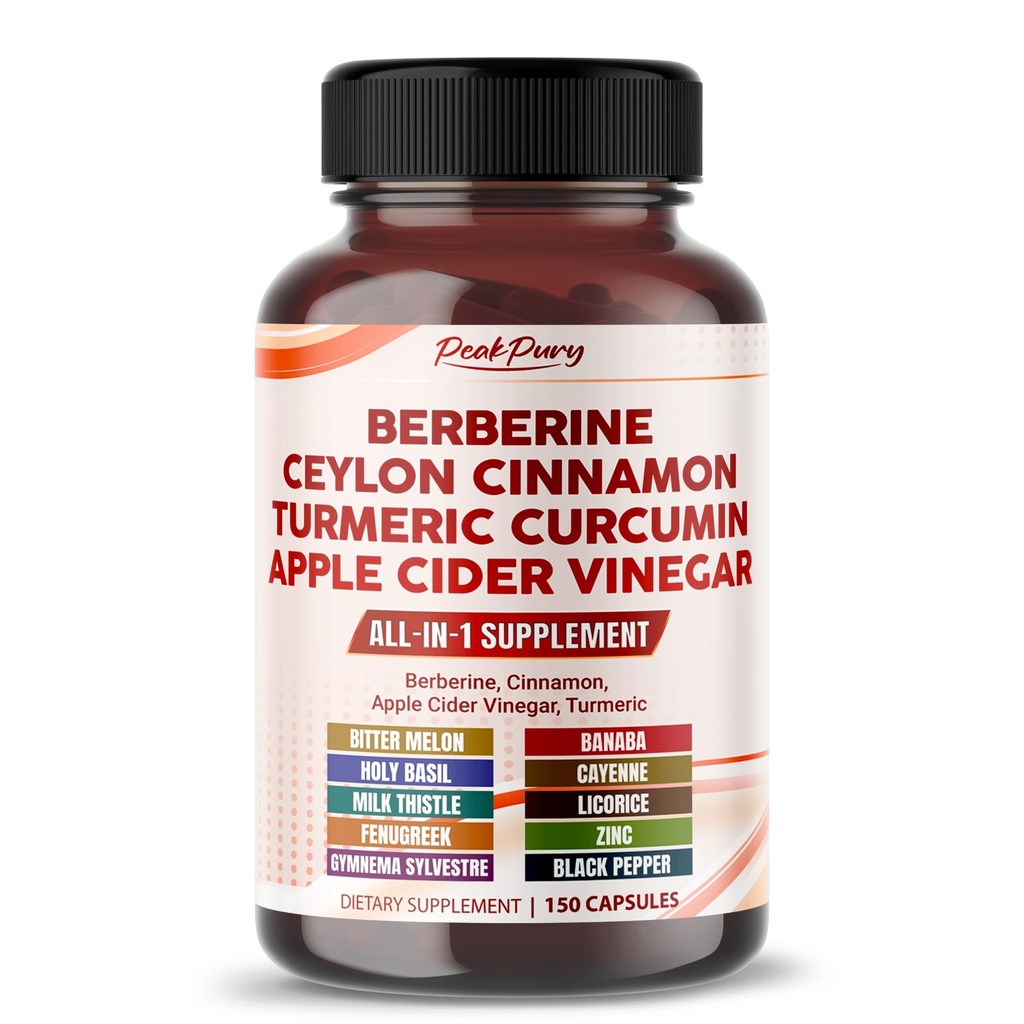 Berberine Cinnamon Apple Cider Vinegar Kurkuma - Algemene Wellness Ondersteuning- Made in USA