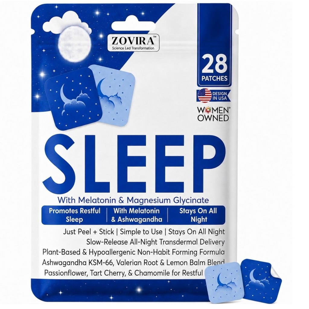 Sleep Patches for Adults — Extra Strength Melatonin & Magnesium Patch — Time-Release Sleep Aid Stickers — Non-Habit Forming, Hypoallergenic — 28 Transdermal Patches for Deep Rest & Relaxation