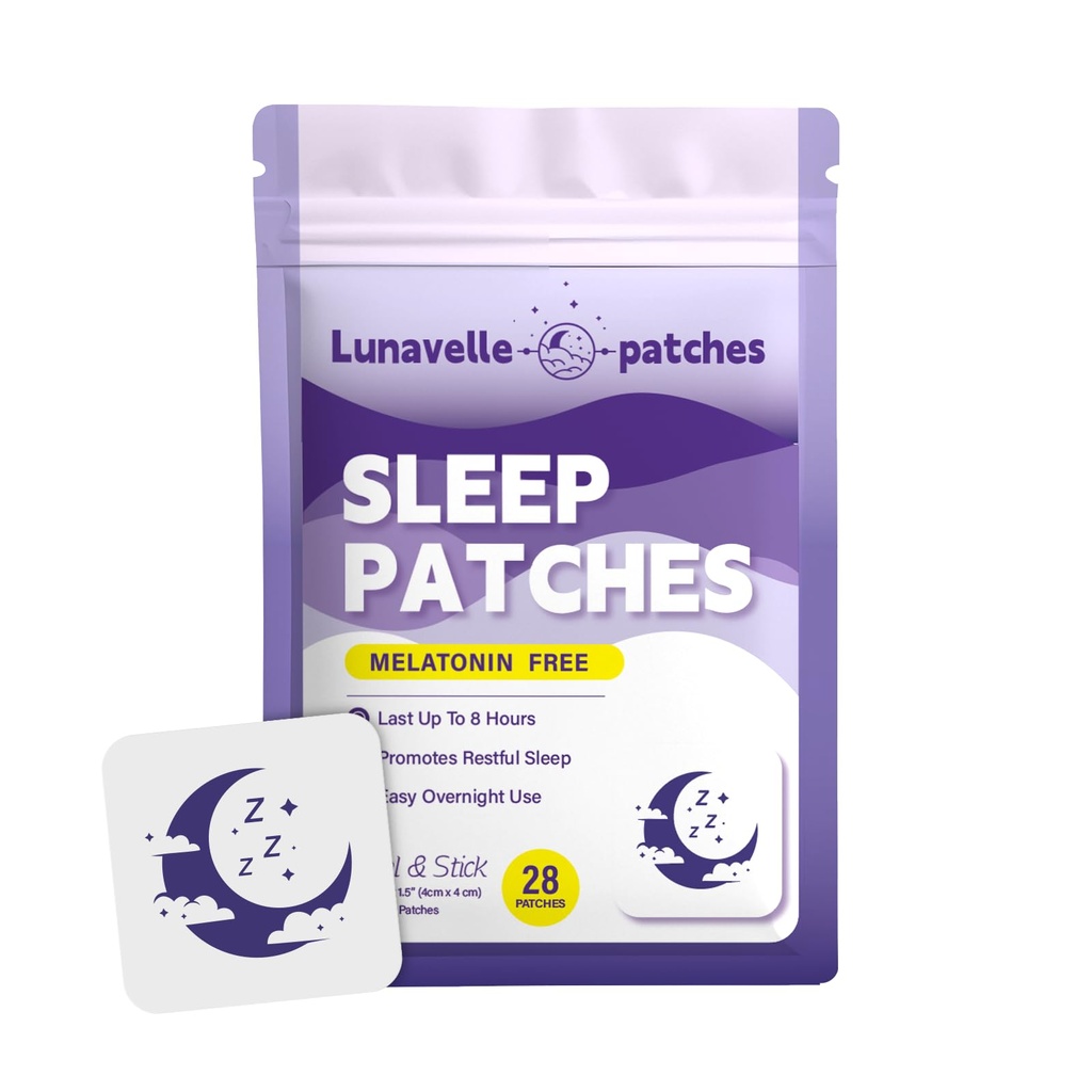 Lunavelle Sleep Patches, Melatonin Free Herbal Blend for Night Relaxation | Melatonin Free Sleep Patches, Botanical Blend, Skin Friendly, Calming Herbal Extracts