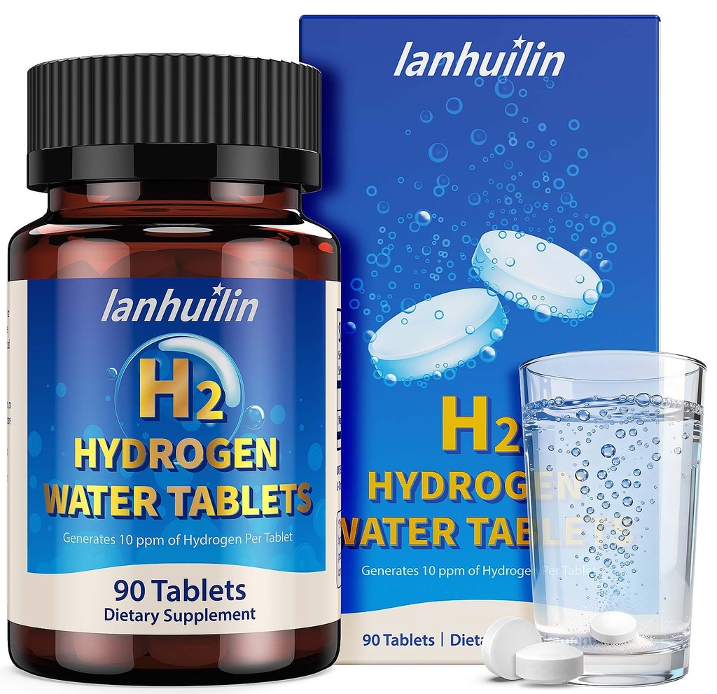 Hydrogen Tablets with 150mg Magnesium – 10 PPM H2 Molecular Hydrogen Tablets for Drinking Water, Supports Healthy Aging, Cellular Energy, Recovery & Brain Health – GMO-Free & Gluten-Free, 90 Tablets