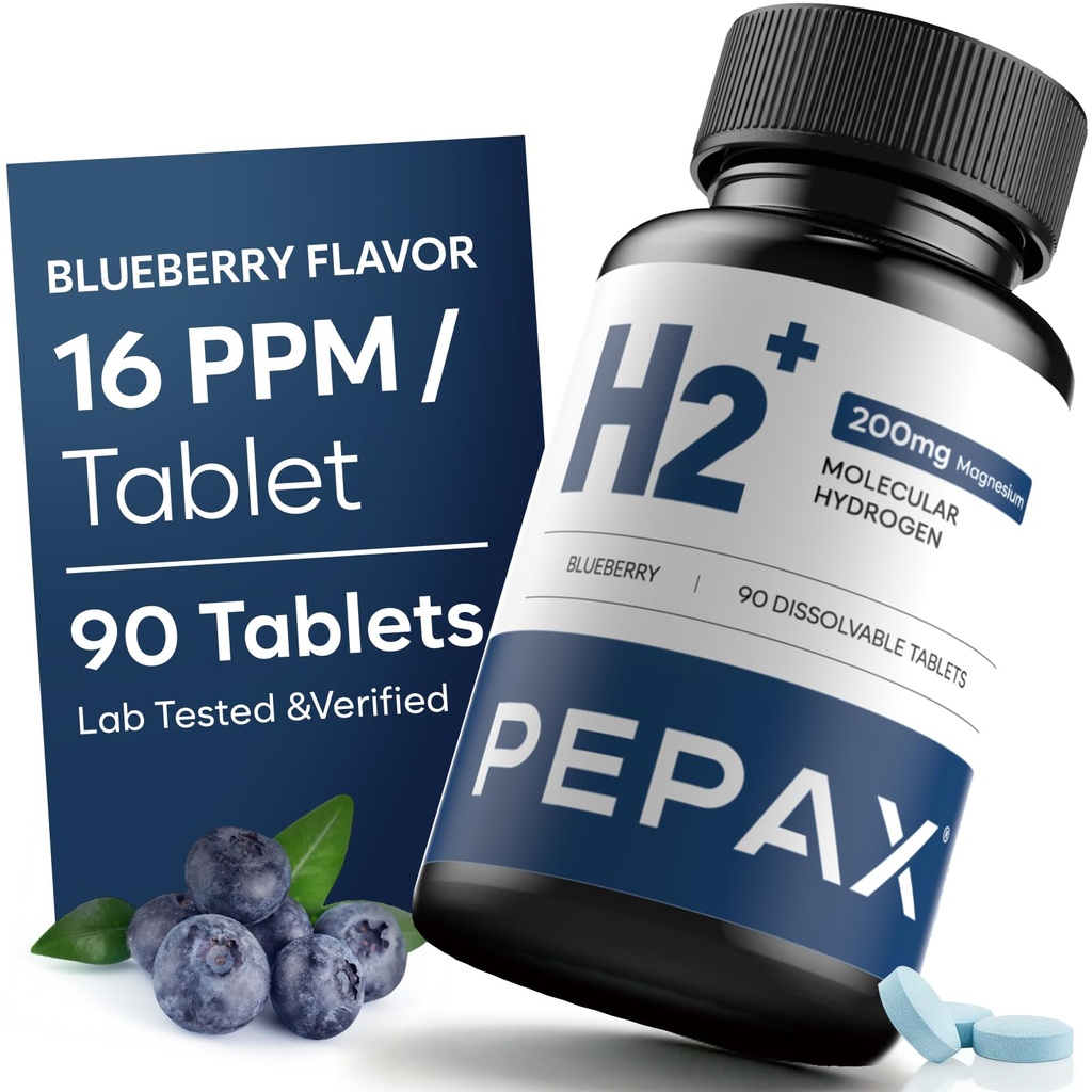 Molecular Hydrogen Water Tablets with Magnesium 16 PPM,IHSA Certified | Rich in Antioxidants - Supports Healthy Aging, Cellular Energy & Brain Health (90 Tablets,Blueberry)
