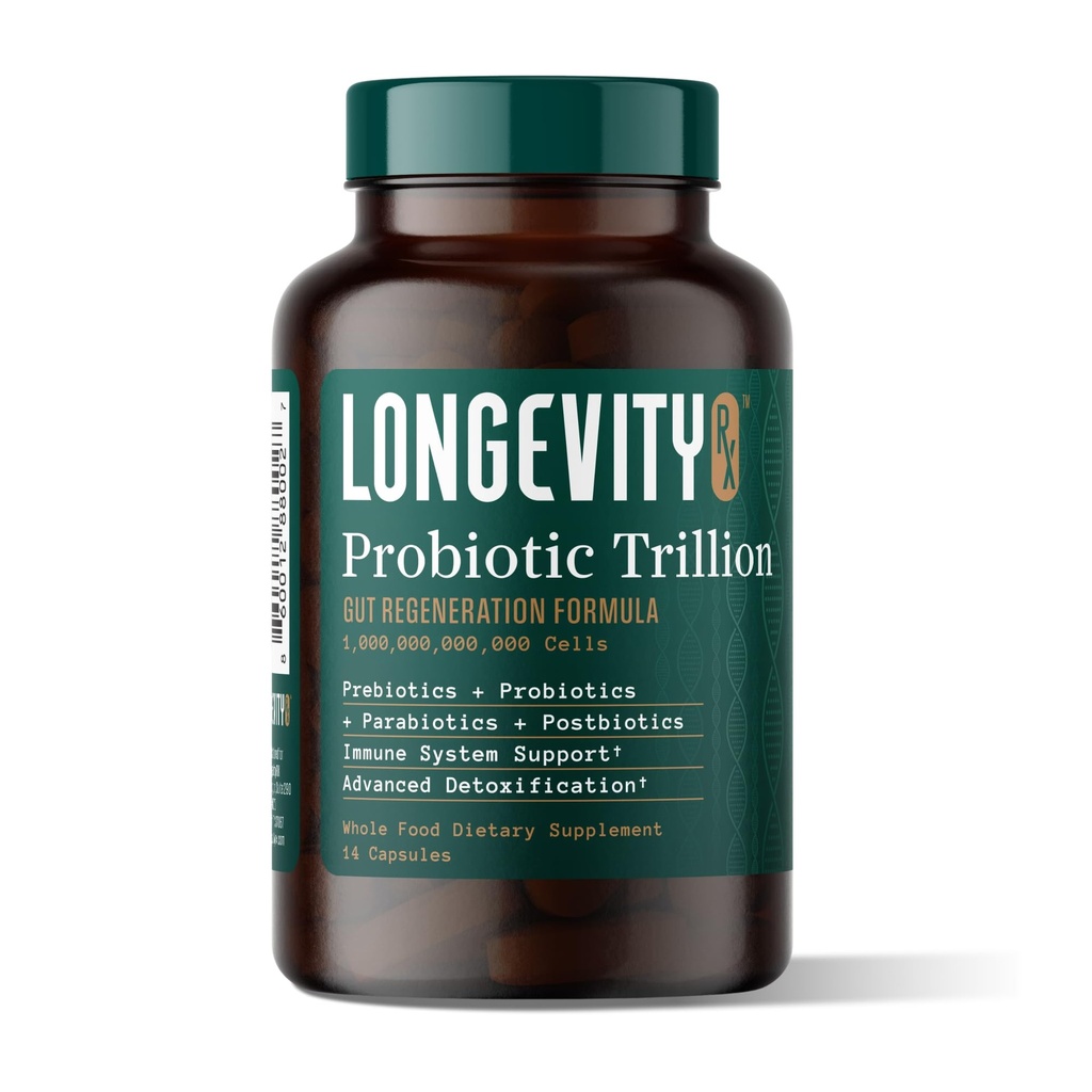 Probiotic Trillion – 1 Trillion CFU with Prebiotics, Probiotics, Parabiotics & Postbiotics – Bacillus Subtilis AB-22 – Gut Health, Immune Support, Glyphosate Detox – 30 Day Supply