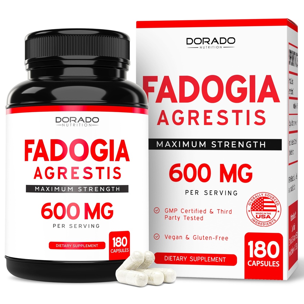Fadogia Agrestis 600mg Extract - (180 Capsules) - [Maximale sterkte] - Kracht, Aandrijving, Athletische prestaties, Spiermassa - Getest door derden - Zero Fillers - Glutenvrij, Niet-GMO, Vegan Capsules