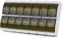 2 weken pil Box, MOLN HYMY 7 dagen pil Organisator 2 keer per dag, Weekly pil Container om medicatie te houden, Vitaminen Visolie (Groen)