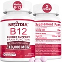 B12 Vitaminen 10.000 mcg, Gemethyleerde vitamine B12 Sublingual - Energie Boost, Focus, Metabolisme & Hersengezondheidsondersteuning, Immuunsysteemondersteuning, Fast Solution, Natural Strawberry Flavor, 180 porties
