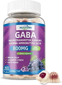 GABA Gummies Supplement voor nachtelijke ontspanning: Kalme ondersteuning met L-Theanine, 5-HTP, vitamine D3, B12 & Ashwagandha - Stress Relief, Brain Support & Mood Balance 60 Gummies 30 Day Supply
