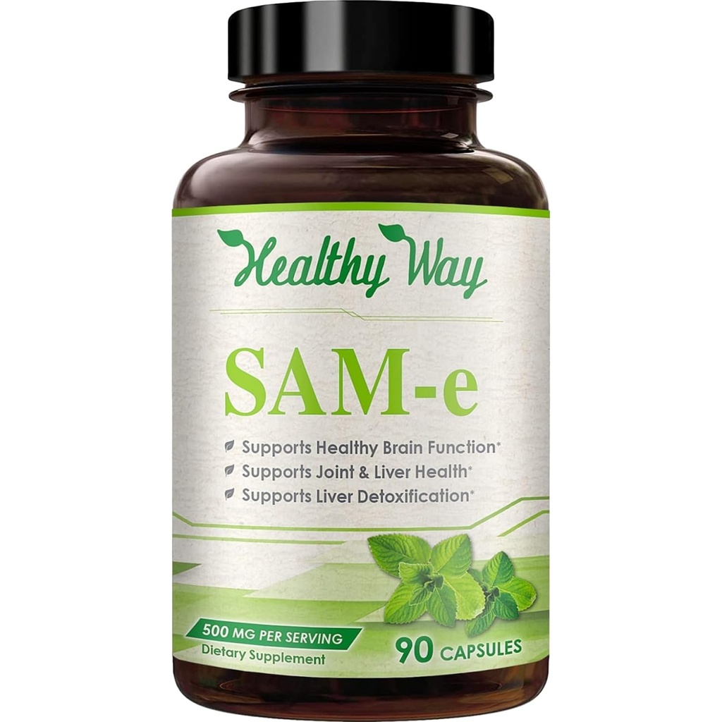 Gezonde Way 500mg SAM-e Supplement - Hoge sterkte 500mg S-Adenosyl-L-Methionine Capsules voor Gewrichtshersen Lever en Goede Ondersteuning - Niet GMO Hoge Absorptie Zelfde Supplement (90 Servings)