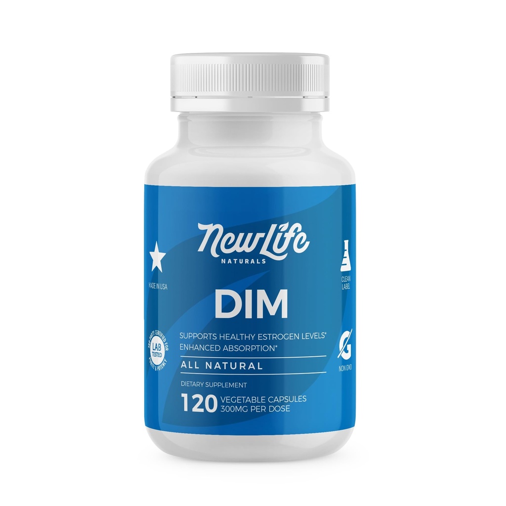 NewLife Naturals DIM Supplement 300mg, Women & Men - Hormonal Acne and Balance, Estrogen, Menopause Support - 120 Day Supply
