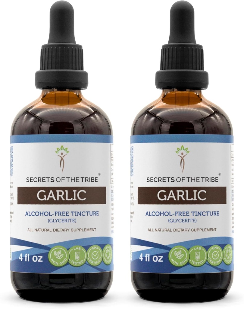 Knoflook Tinctuur Alcoholvrij Liquid Extract, Knoflook Gedroogde Bulb (2x4 FL OZ)