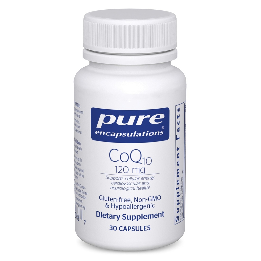 Pure Encapsulations CoQ10 120 mg - Co-enzym Q10 Supplement for Heart Health, Energy, Antioxidants, Brain & Memory Health - Cellular Health, Cognition & Cardiovasculaire Ondersteuning* - 30 Capsules