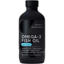 Sportonderzoek® Omega-3 Visolie, 8oz glazen fles - 4685mg Wild Caught Alaska Pollock Visolie per portie - Eenvoudig te nemen Vloeistof · Citroensmaak · Niet-GMO · MSC Gecertificeerd Duurzaam - 48 porties