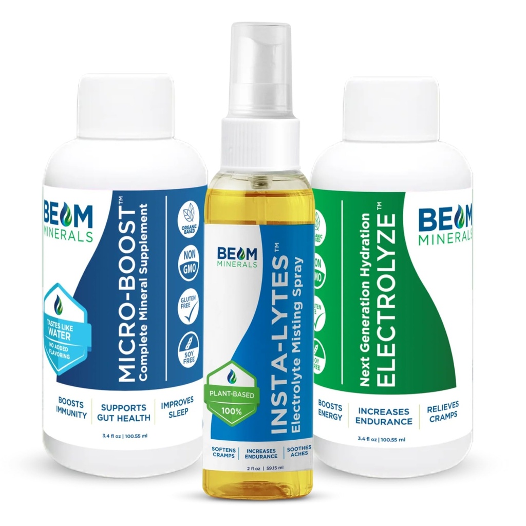 BEAM MINERALS Travel Pack | Electrolyte & Micronutrient Support On-The-Go | Micro-Boost, Electrolyze, and Insta-Lytes 2 fl Oz