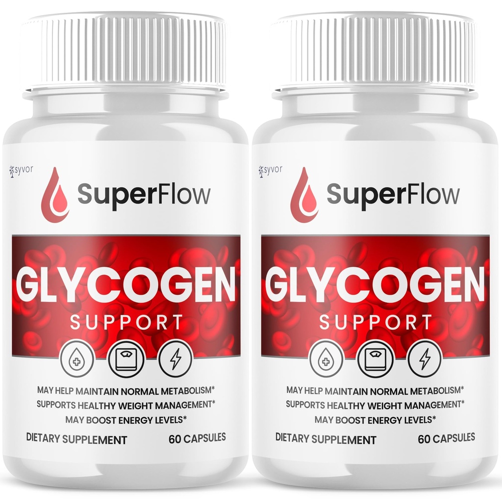 (2 Pack) Super Flow Glycogen Support, Official SuperFlow Advanced Formula Glyco Optimizer Capsules, All Natural Super Flow Pills, Daily Wellness Supplement to Support Healthy Balance (120 Capsules)