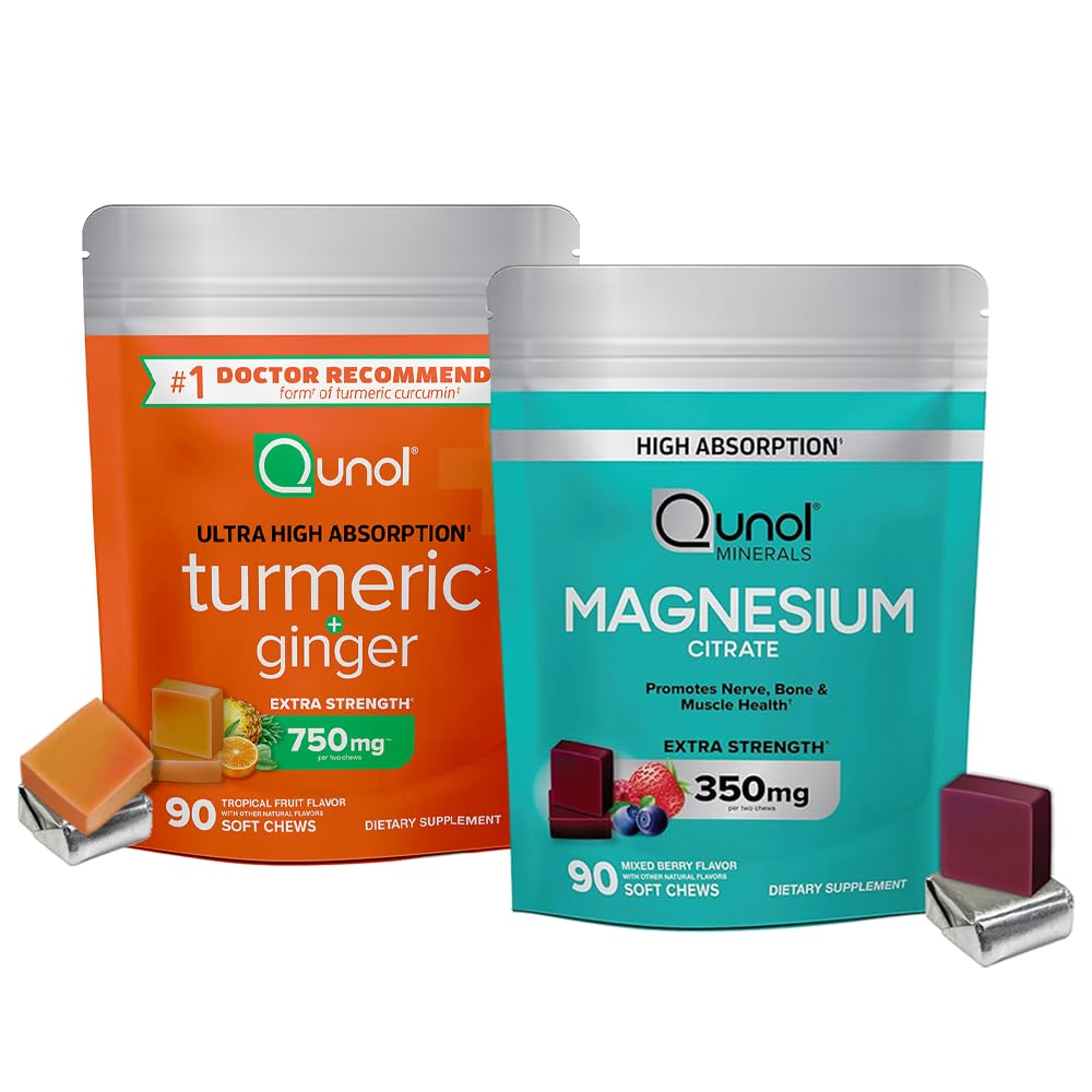 Magnesium & Turmeric: Magnesium Citrate, 350mg, 90 Soft Chews & Turmeric and Ginger, 750mg, 90 Soft Chews