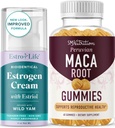 Maca Root Gummies & Estrogen Estriol Cream | Hormone Balancing Set with Peach Flavored Maca Gummies (30 Servings) and Estrogen Cream Advanced Formula (80 Servings)