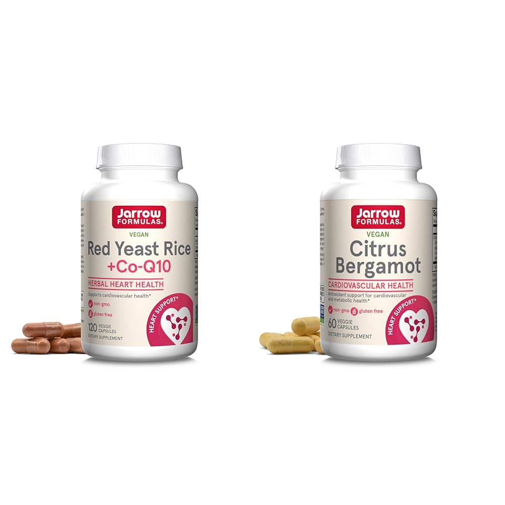 Jarrow Formulas Red Yeast Rice 1200 mg & Co-Q10 100 mg per portie-120 Veggie Caps-60 porties & Heart Health-Vegan & Citrus Bergamot 500 mg-60 porties (Veggie Caps)