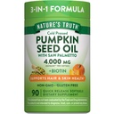 Nature's Truth Pumpkin Seed Oil Pills | with Saw Palmetto & Biotin | 90 Softgels | Non-GMO & Gluten Free Supplement